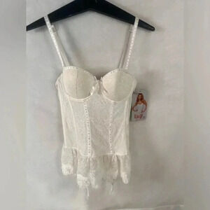 Seven Til Midnight Lace Overlay Bustier and Thong Set